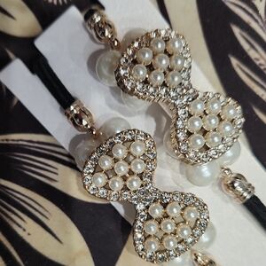 Chic Bow Pearl and Crystal Hair Ties